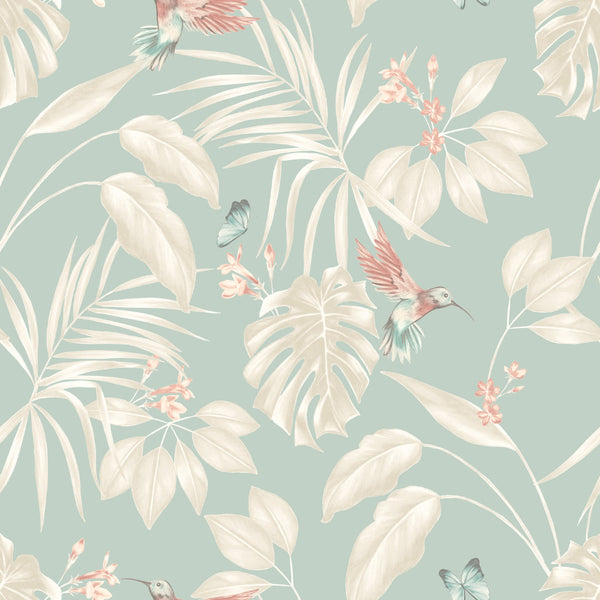Beau Monde Ohpopsi Hummingbird Wallpaper - Rich Duck Egg