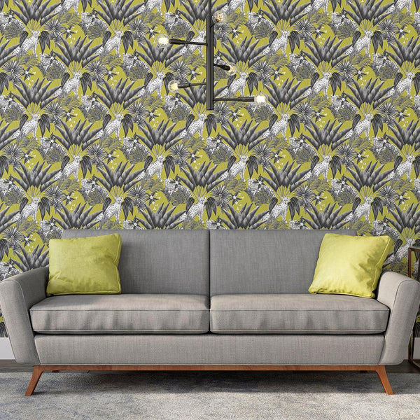 beau monde Ohpopsi Jungle Cheetah Wallpaper - Sable & Lime