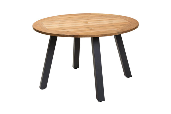 Beau Monde PR Home Atlantic 120cm Round Outdoor Dining Table – Anthracite / Teak