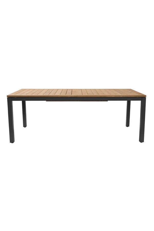 Beau Monde PR Home Atlantic Extending Dining Table – Powder Coated Anthracite/Teak