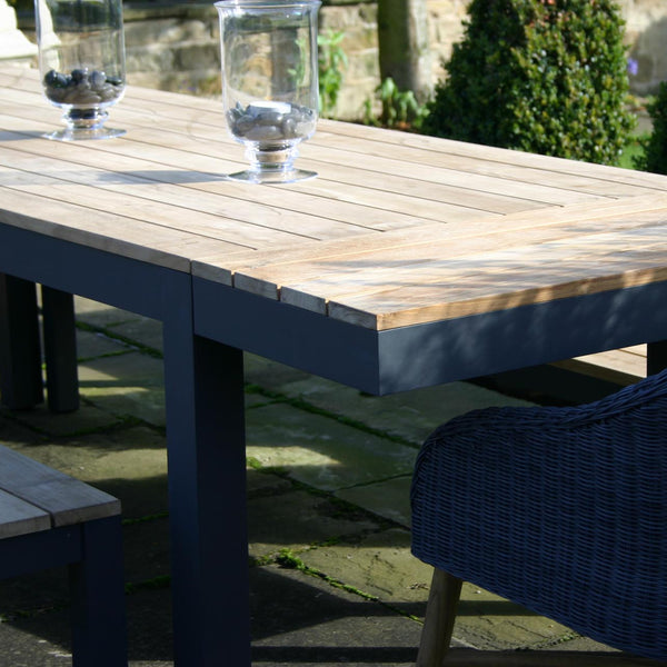 Beau Monde PR Home Reclaim Outdoor Dining Table – Extension Leaf – Anthracite / Teak