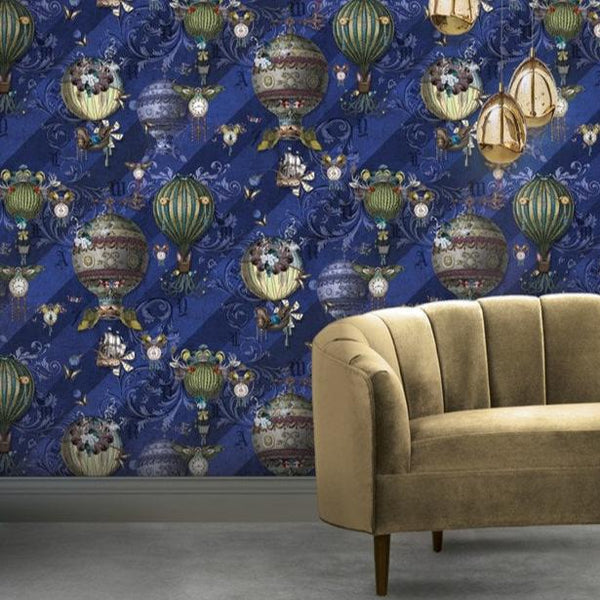 beau monde Santorus Around The World Wallpaper In Cobalt