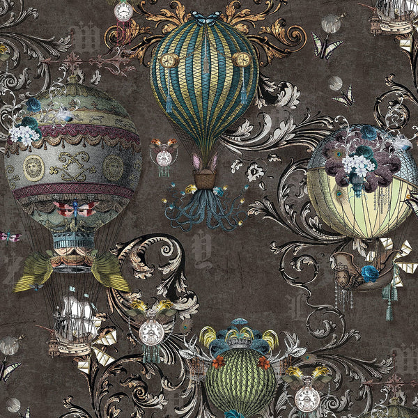 beau monde Santorus Around The World Wallpaper In Warm Charcoal