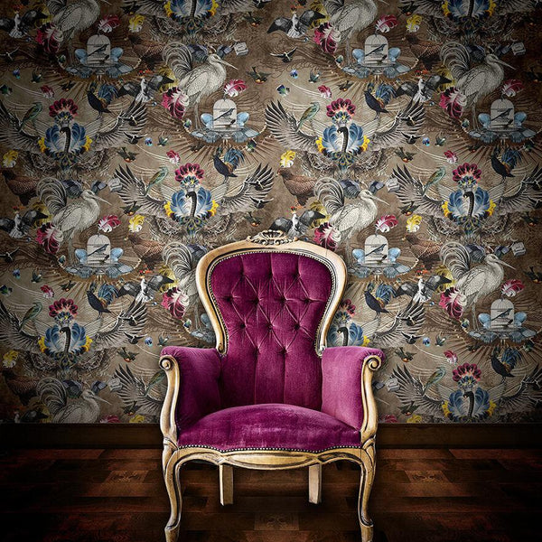 beau monde Santorus Arrivée Des Oiseaux Wallpaper In Opal