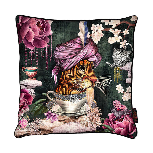 beau monde Santorus 'Time for Tea' Velvet Scatter Cushion Cover