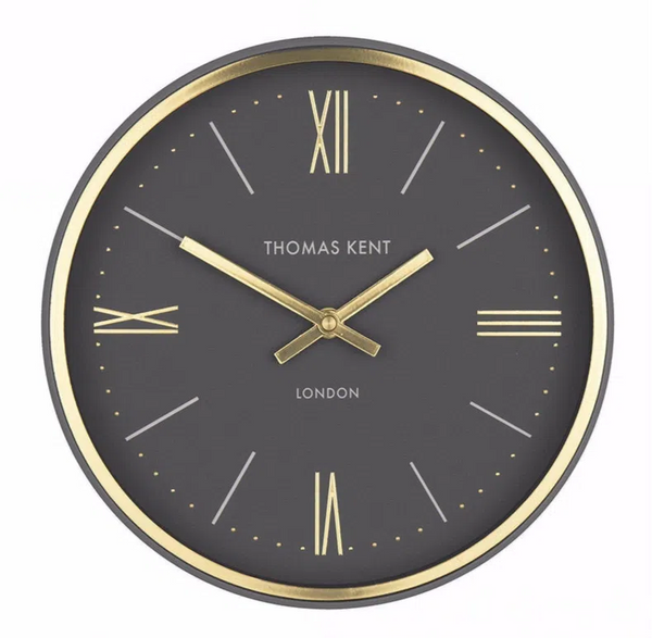 beau monde Thomas Kent Hampton 26cm Small Wall Clock In Charcoal Grey