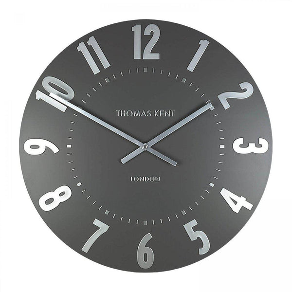 beau monde Thomas Kent Mulberry 50cm Large Wall Clock - Graphite Silver