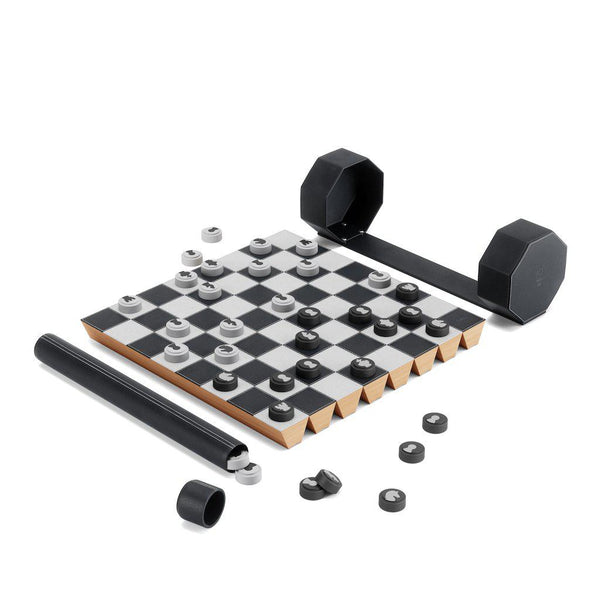 beau monde Umbra Rolz Travel Chess Set With Draughts Board Game