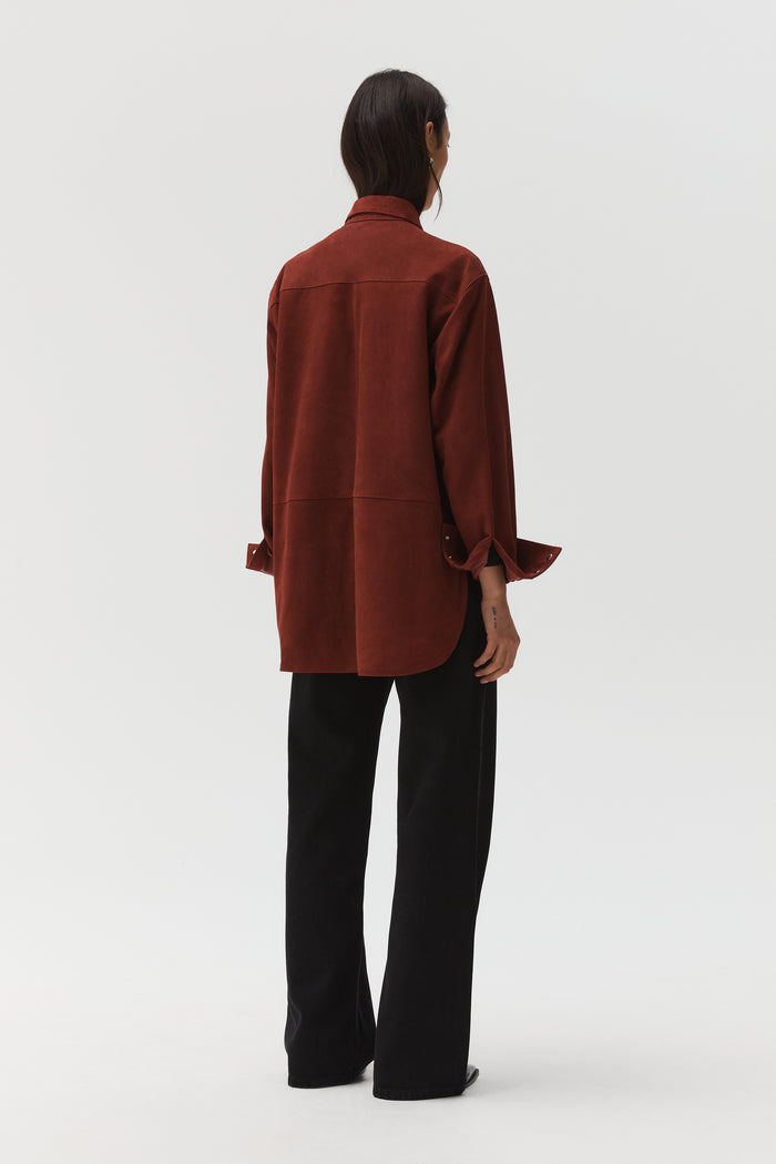 Beaufille Suede Deren Blouse In Maroon