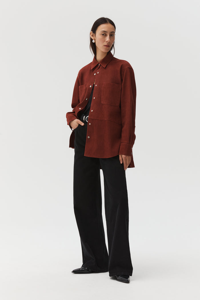 beaufille Suede Deren Blouse in Maroon