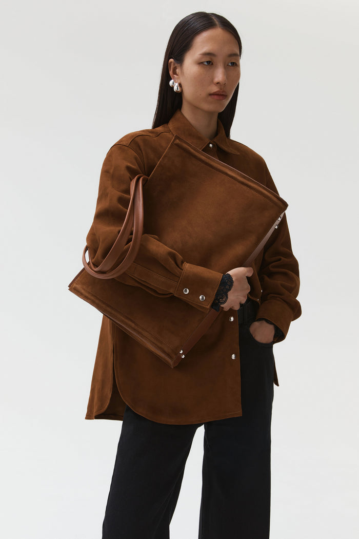 Beaufille Suede Deren Blouse In Walnut