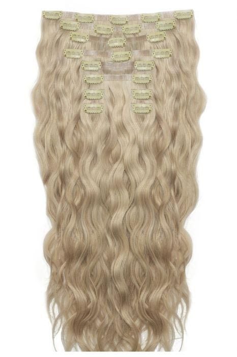 beauty works 18" Beach Wave Double Hair Set Clip-In Extensions - Bohemian Blonde
