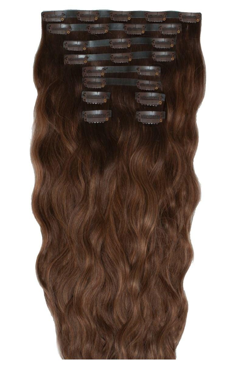 beauty works 18" Beach Wave Double Hair Set Clip-In Extensions - Hot Toffee