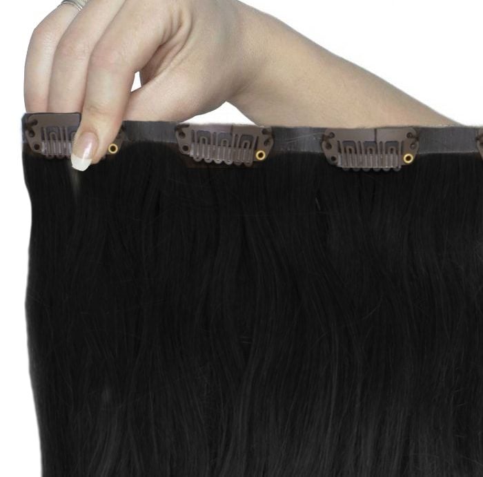 Beauty Works 18" Beach Wave Double Hair Set Clip-In Extensions - Jet Set Black
