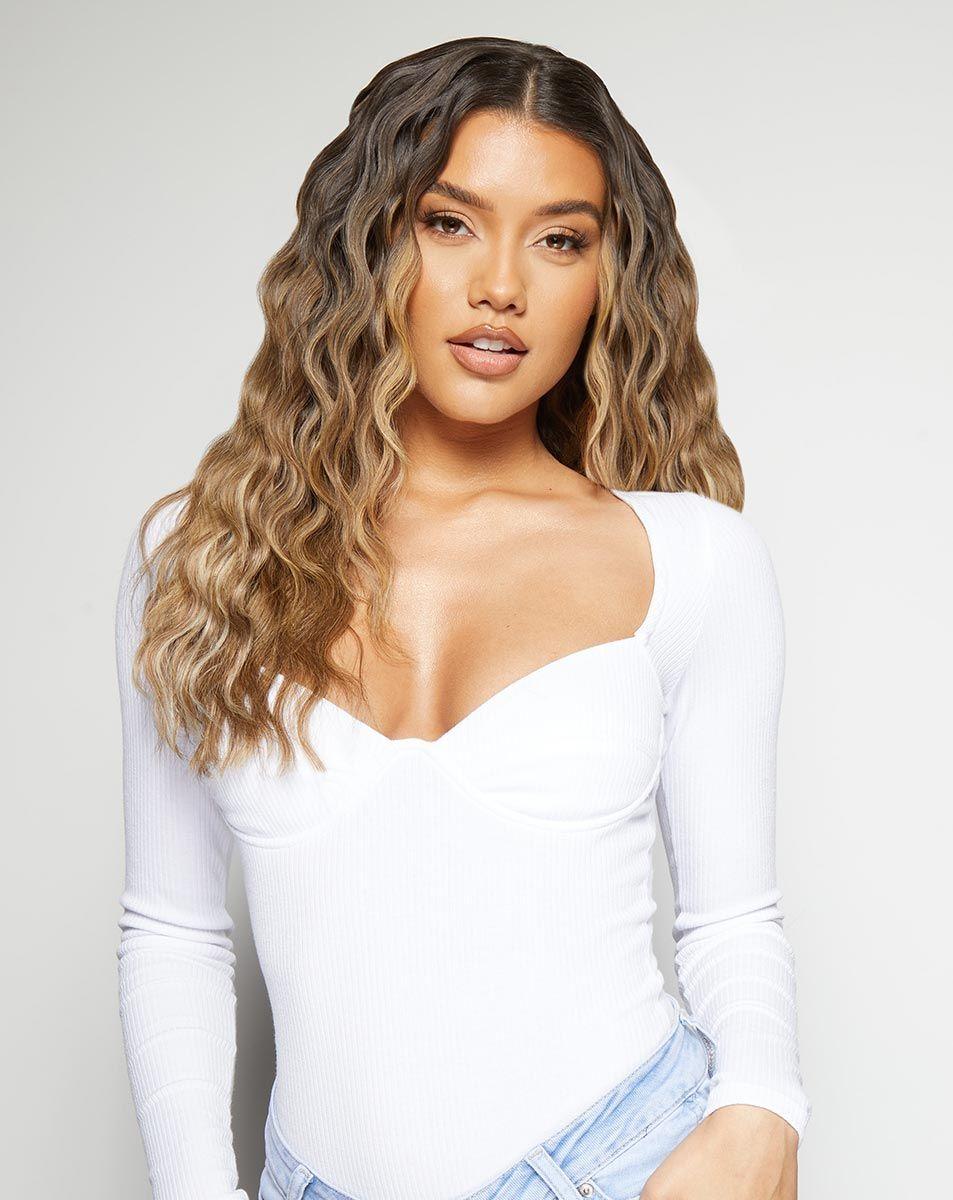 beauty works 18" Beach Wave Double Hair Set Clip-In Extensions