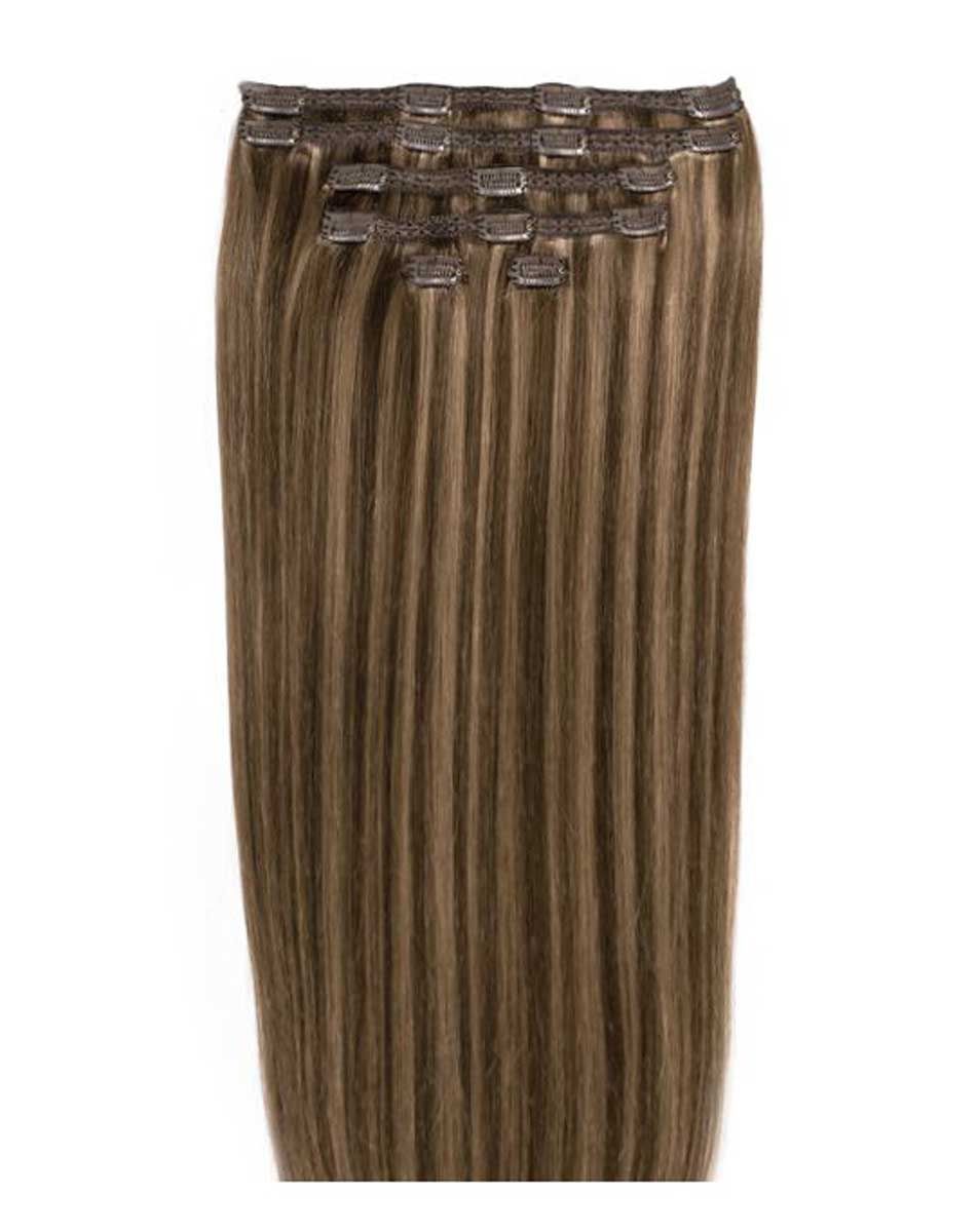 beauty works 18" Double Hair Set Clip-In Extensions - Ashed Brown
