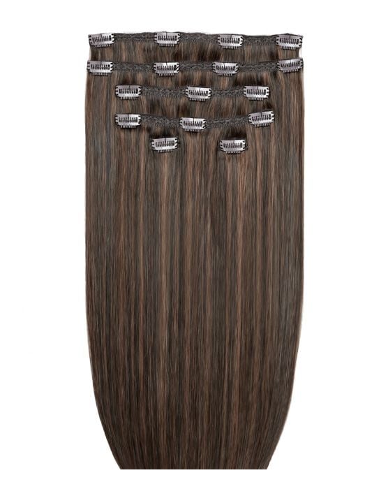 beauty works 18" Double Hair Set Clip-In Extensions - Espresso Brown
