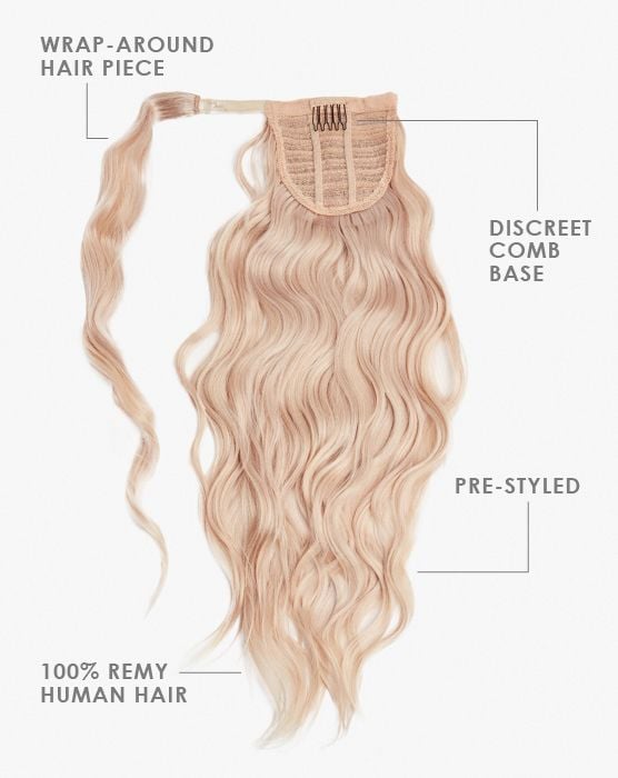 Beauty Works 20" Clip-in Beach Wave Invisi® Ponytail - Ebony