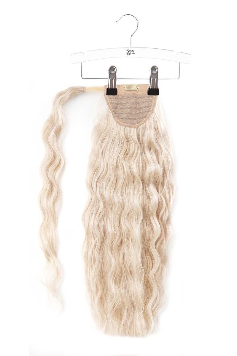 beauty works 20" Clip-in Beach Wave Invisi® Ponytail - Pure Platinum