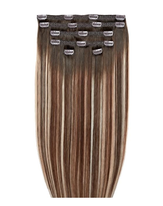beauty works 20" Double Hair Set Clip-In Extensions - Walnut