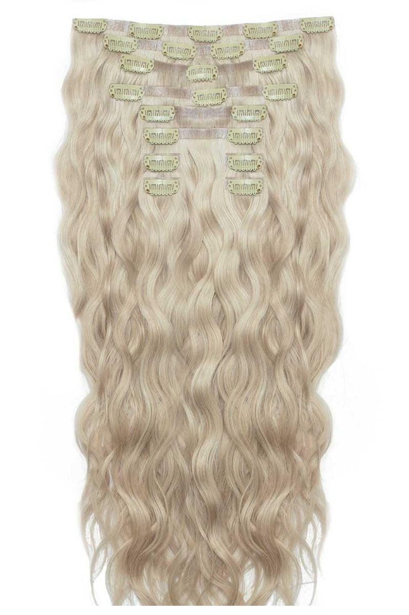 beauty works 22" Beach Wave Double Hair Set Clip-In Extensions - Champagne Blonde