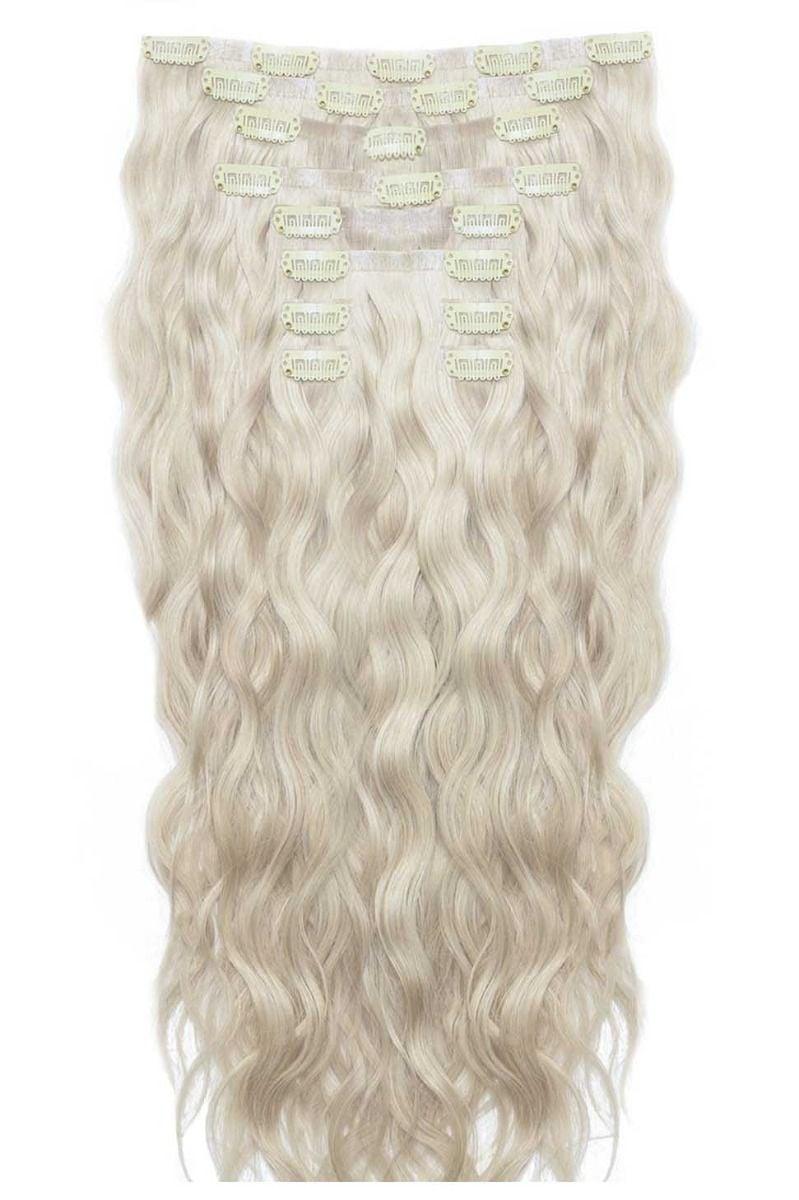 beauty works 22" Beach Wave Double Hair Set Clip-In Extensions - Iced Blonde