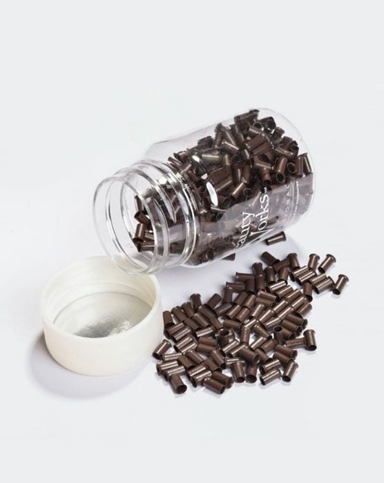 beauty works Copper Micro Rings Brown 500 Pieces