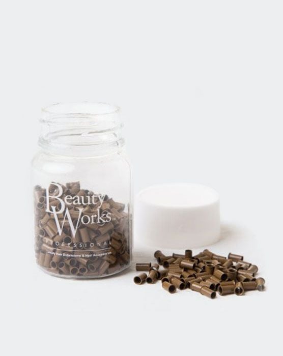 beauty works Copper Micro Rings Light Brown 500 Pieces