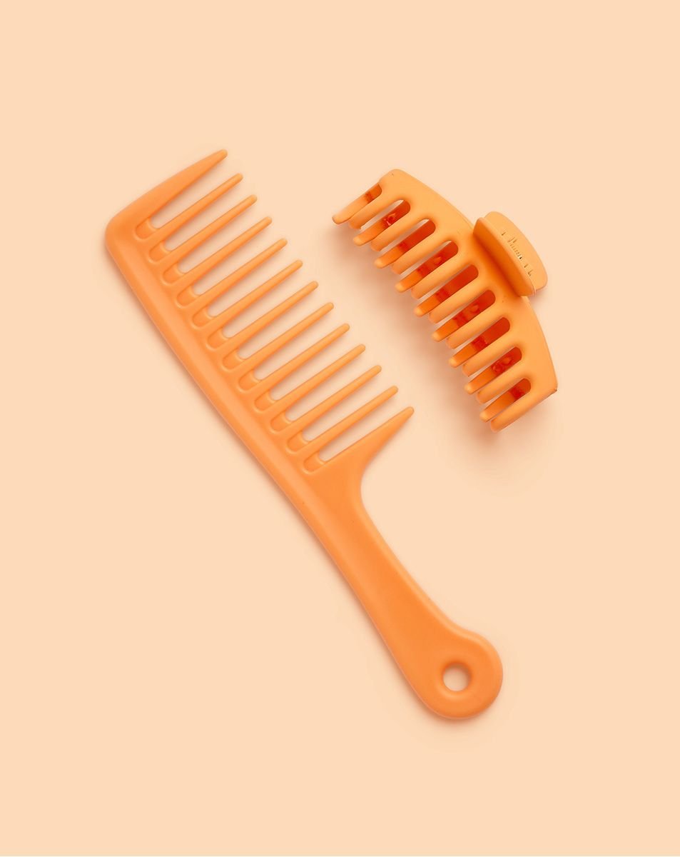 beauty works Sunset Edition Orange Claw Clip & Comb Kit