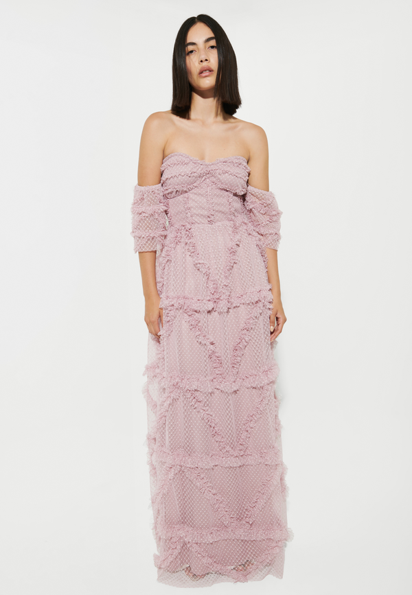 Beauut ROSE RUFFLE MAXI DRESS | BTZ240307