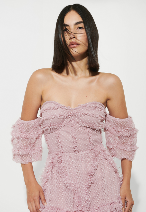 Beauut ROSE RUFFLE MAXI DRESS | BTZ240307