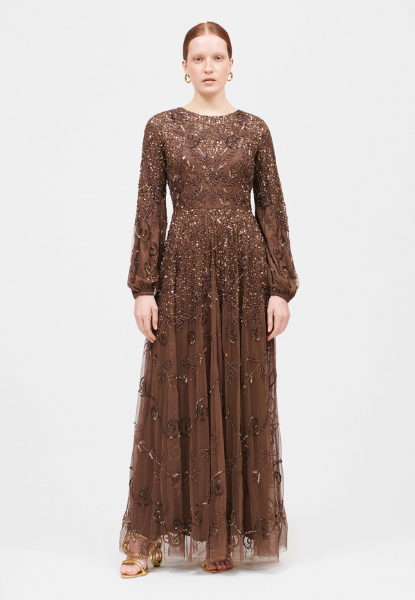 Beauut Erina Modest Embellished Sequin Maxi Dress | MTZ250313