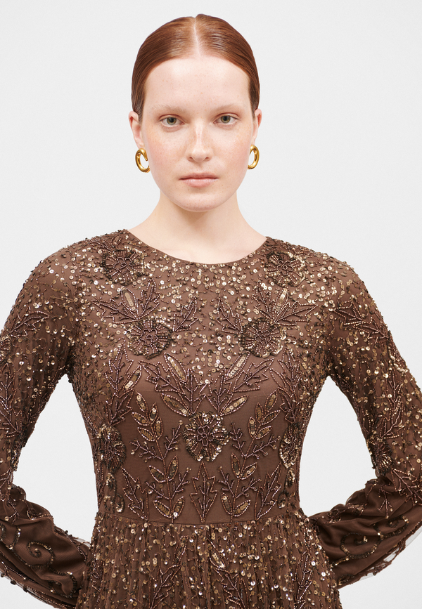 Beauut Erina Modest Embellished Sequin Maxi Dress | MTZ250313