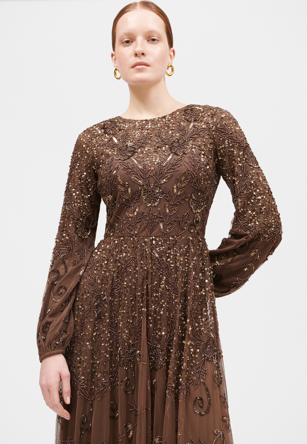 Beauut Erina Modest Embellished Sequin Maxi Dress | MTZ250313