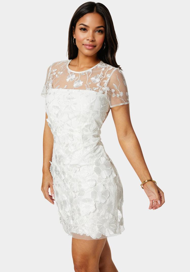 Bebe 3D Floral Fit & Flare Mini Dress