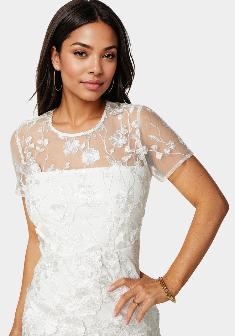 Bebe 3D Floral Fit & Flare Mini Dress