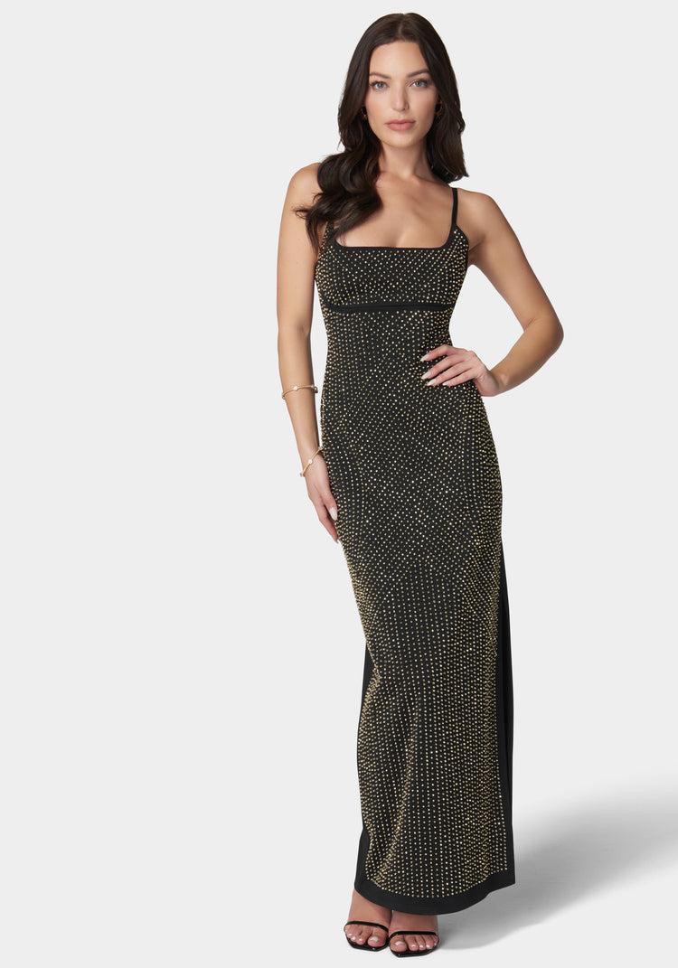 bebe 3D Square Neck Gown