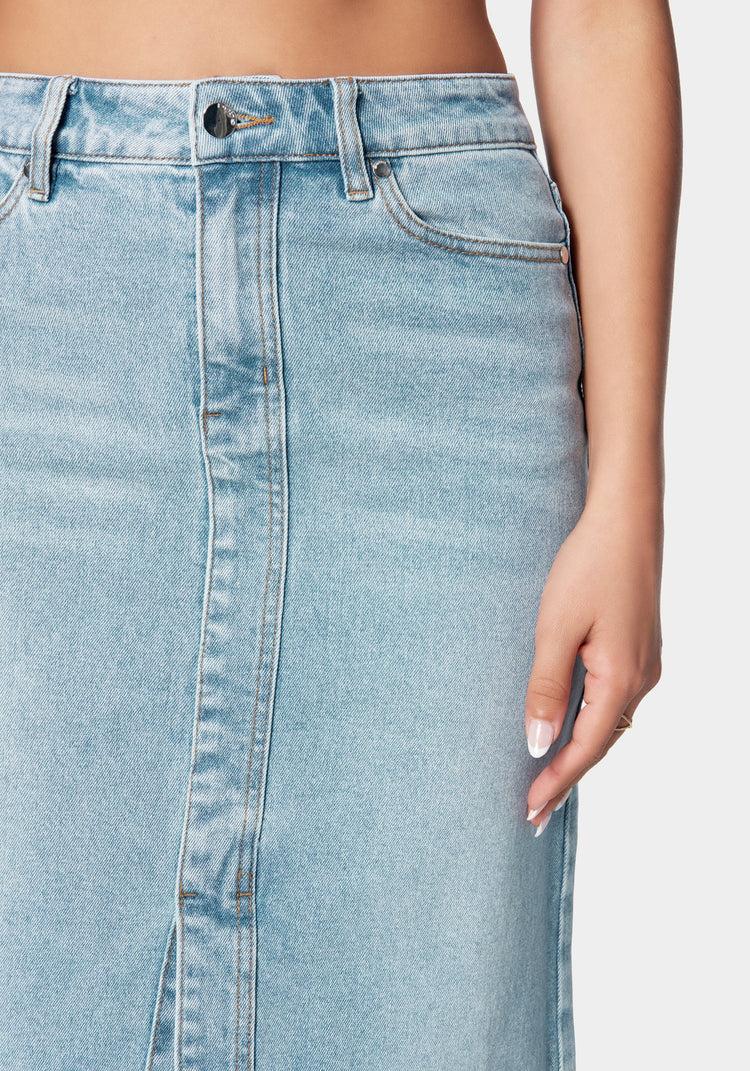 Bebe 5 Pockets Denim Column Skirt