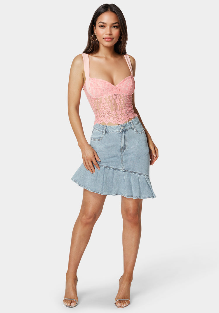 Bebe Asymmetric Denim Skirt