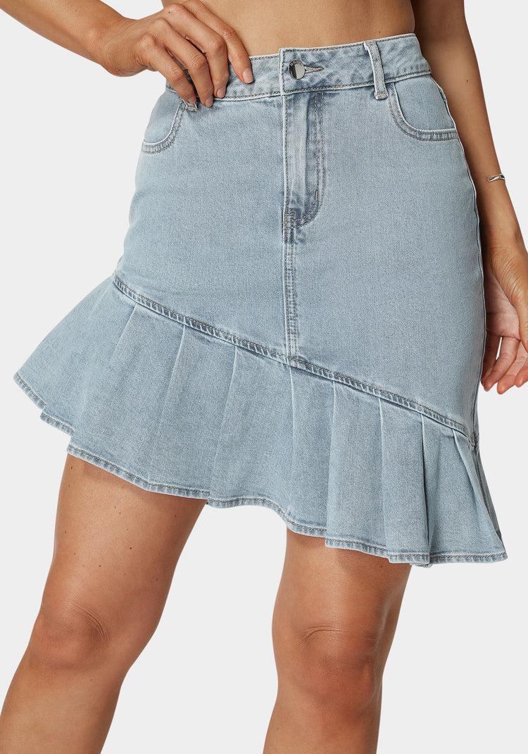 Bebe Asymmetric Denim Skirt