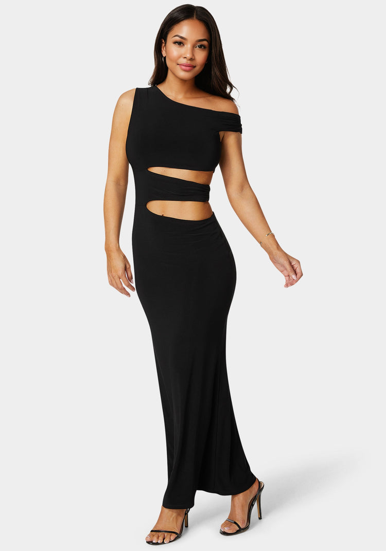 Bebe Asymmetrical Cutout Maxi