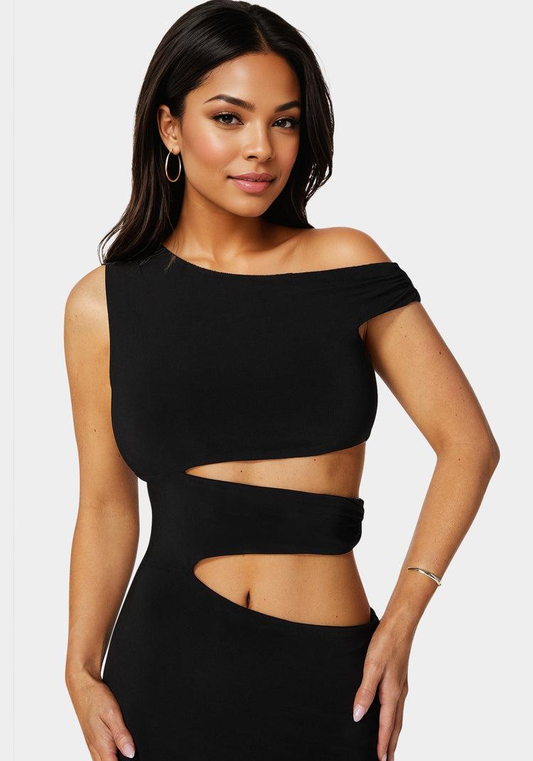 Bebe Asymmetrical Cutout Maxi