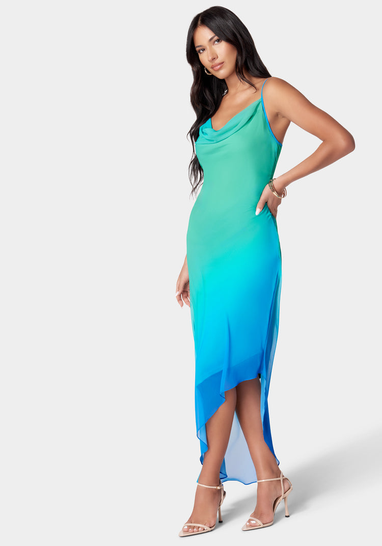 Bebe Asymmetrical Ombre Dress