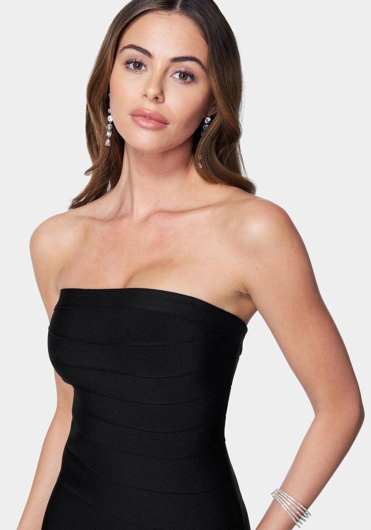 Bebe Bandage Strapless Maxi Dress