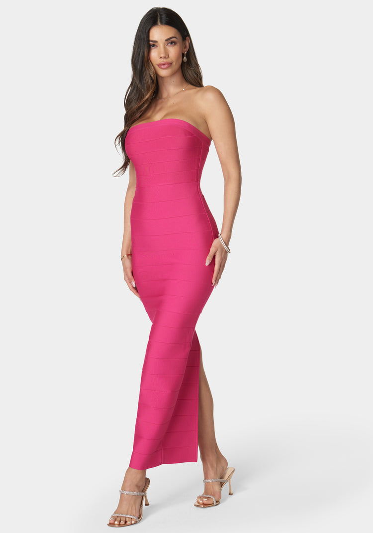 Bebe Bandage Strapless Maxi Dress