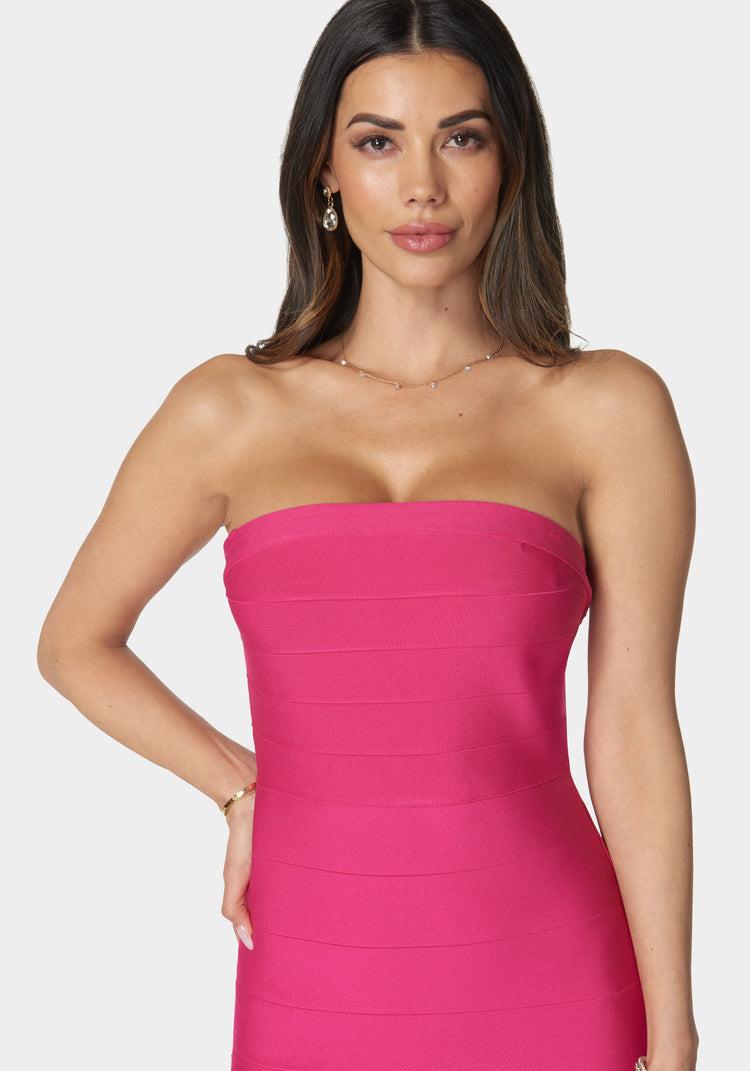 Bebe Bandage Strapless Maxi Dress