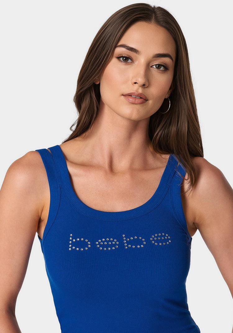 Bebe Bebe Logo Double Strap Single Stone Rib Top