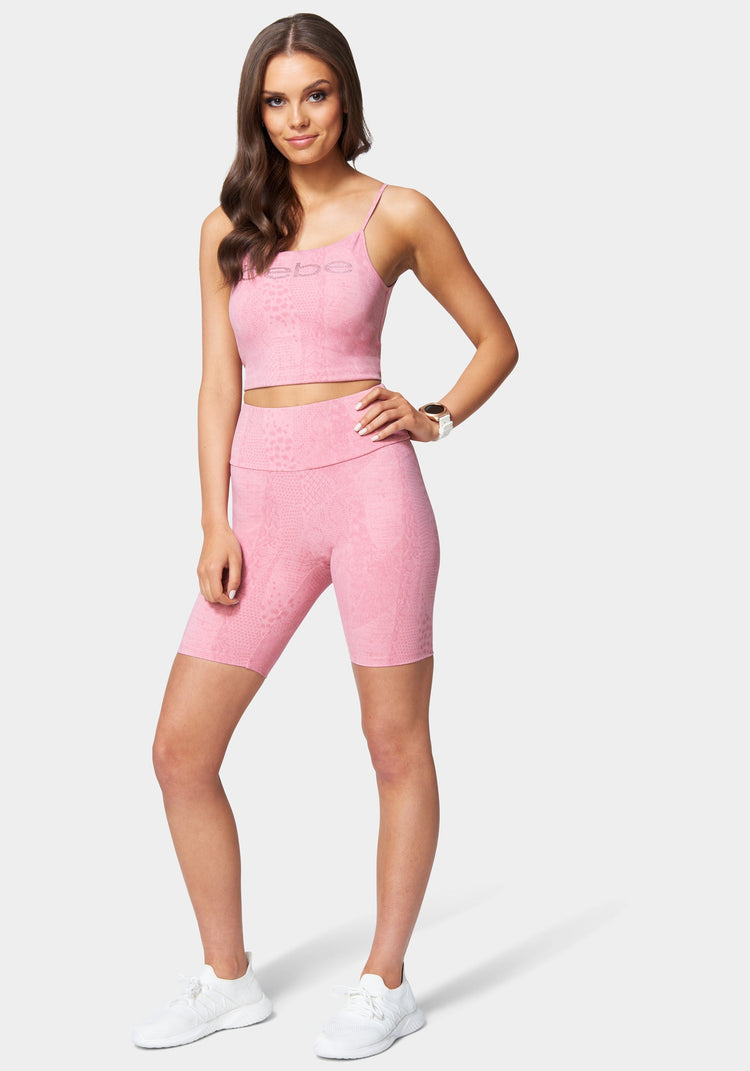 Bebe Bebe Logo Embossed Snakeskin Biker Short