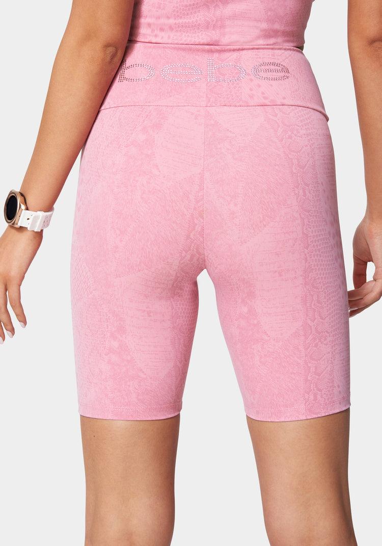Bebe Bebe Logo Embossed Snakeskin Biker Short