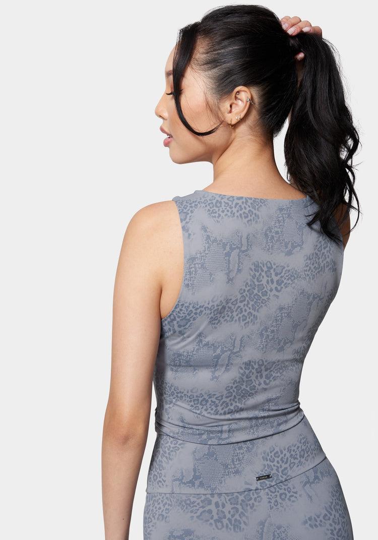 Bebe Bebe Logo Foiled Print Ruched Front Knit Top